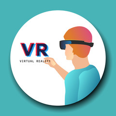 Man in virtual reality. Vector illustration