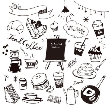 カフェ 線画イラスト 白黒 Stock ベクター Adobe Stock