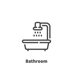 Bathroom icon, vector symbol in line style isolated on white background. Editable stroke 48x48 pixel perfect.