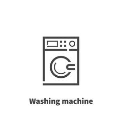 Washing machine icon, vector symbol in line style isolated on white background. Editable stroke 48x48 pixel perfect.