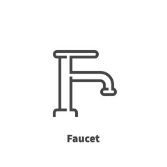 Faucet icon, vector symbol in line style isolated on white background. Editable stroke 48x48 pixel perfect.