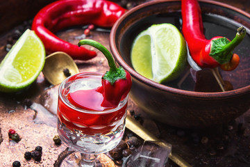 alcoholic drink with red pepper