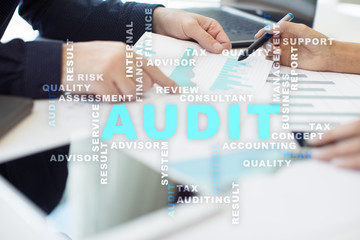 Audit business concept. Auditor. Compliance. Words cloud.