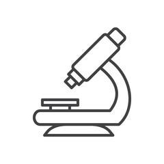 Microscope line icon, outline vector sign, linear style pictogram isolated on white. Research symbol, logo illustration. Editable stroke. Pixel perfect graphics