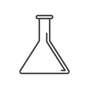 Flask, lab beaker line icon, outline vector sign, linear style pictogram isolated on white. Symbol, logo illustration. Editable stroke. Pixel perfect graphics