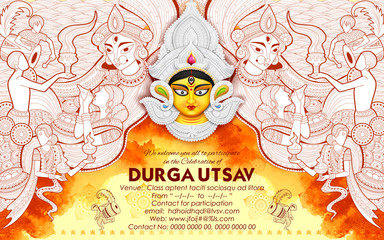 Fototapeta premium Goddess Durga in Subho Bijoya Happy Dussehra background
