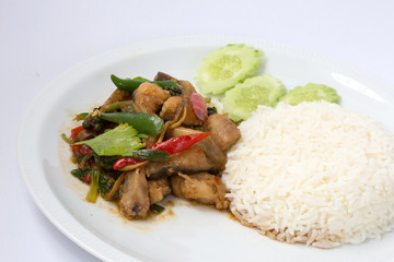 Fried chilly paste with fish serve with rice 3