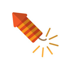 Fireworks rocket flat icon, filled vector sign, colorful pictogram isolated on white. Petard symbol, logo illustration. Flat style design