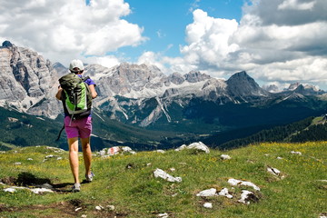 Naklejka na ściany i meble trekking in montagna - Dolomiti - Italy
