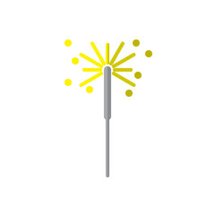 Sparkler firework flat icon, filled vector sign, colorful pictogram isolated on white. Symbol, logo illustration. Flat style design