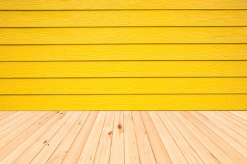 Wood floors and wood wall yellow.