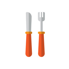 Fork and Knife flat icon, filled vector sign, colorful pictogram isolated on white. Food, Restaurant symbol, logo illustration. Flat style design