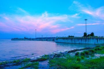 Obraz premium Hydroelectric Power Station, Built Structure, Factory, Flood, Sunset