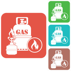 Camping stove with gas bottle icon