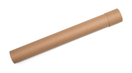 Cardboard tube isolated on white background