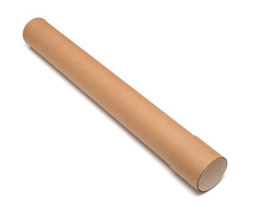 Cardboard tube isolated on white background