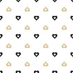 vector seamless background with gold and black hearts