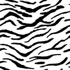 vector seamless black and white pattern of tiger