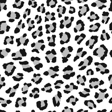 vector seamless black and white pattern of leopard
