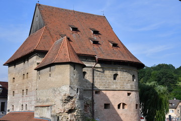 old historical wall, church and tower Bardejov Slovakia