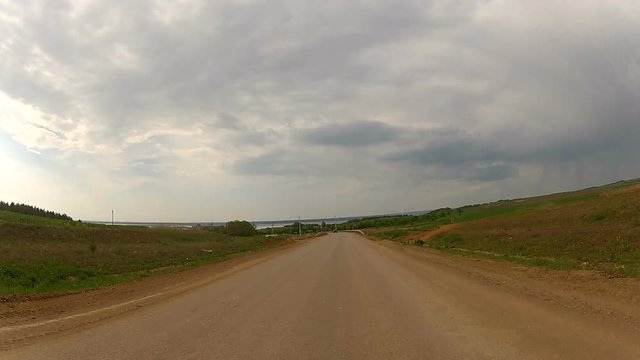 Fast Motion over Empty Modern Road among Landscape