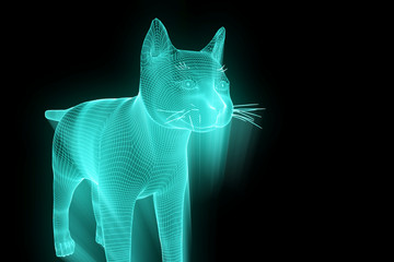 Cat in Hologram Wireframe Style. Nice 3D Rendering
- 162807408