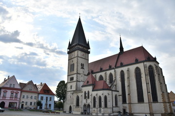 old historical wall, church and tower Bardejov Slovakia