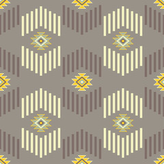 Ethnic boho seamless pattern. Tribal art print, repeatable background. Retro motif. Vector illustration. Textile rapport.