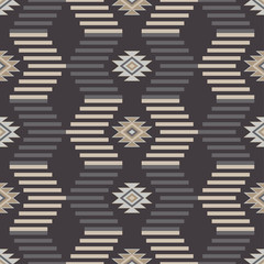 Ethnic boho seamless pattern. Tribal art print, repeatable background. Retro motif. Vector illustration. Textile rapport. - 162808235