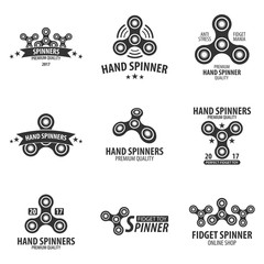 Set of Hand Spinner Logo, Emblems and Icon. Fidget Spinners. Anti Stress toy.