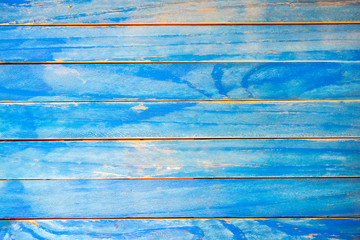 Old blue wooden background, top view