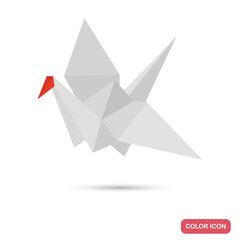 Origami Crane color flat icon for web and mobile design
