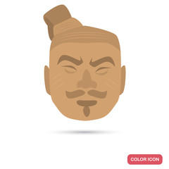 Terracotta warrior head color flat icon for web and mobile design