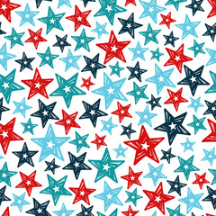 Obraz premium vector seamless pattern with blue and red stars