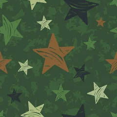 Fotobehang Militair patroon vector naadloos grunge militair patroon met sterren