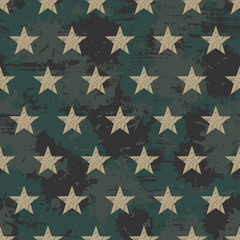 vector seamless grunge military pattern with stars