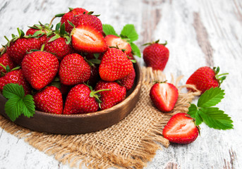 Bowl with fresh strawberries