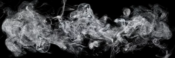 Keuken foto achterwand Rook witte rook geïsoleerd op zwart