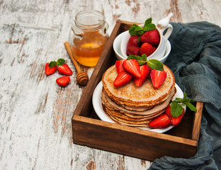 Pancakes with strawberries