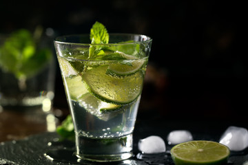 Mojito cocktail with lime and mint