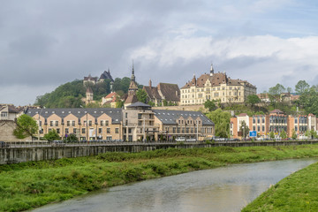 Beautiful view of the River Tarnava in Sighisoara, Romania
