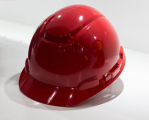 Fototapeta premium Red Safety helmet Isolated white background;Yellow Working Hard Hat