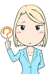 クエスチョンマークを出す女性