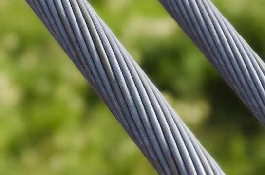 Thick Steel Cable With Green Background