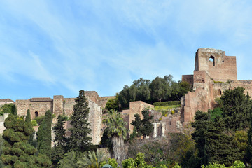 Fototapeta premium Battlements at Castillo de Gibralfaro, located on top of Mont Gibralfaro overlooking Malaga, Spain