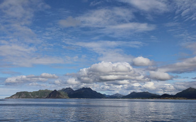 Fototapeta na wymiar Sailing around the Lofoten Islands in Norway