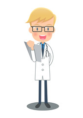 カルテを持つ白衣の医者