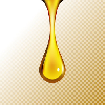 Golden Oil Drop Isolated On White. Olive Or Fuel Gold Oil Droplet Concept. Liquid Yellow Sign