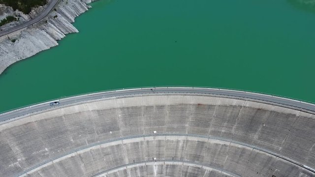 Dam wall - Aerial view with drone