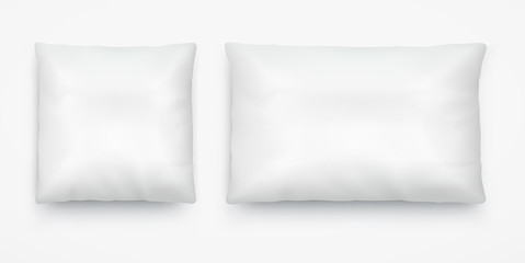 White pillow layout square and long rectangular.